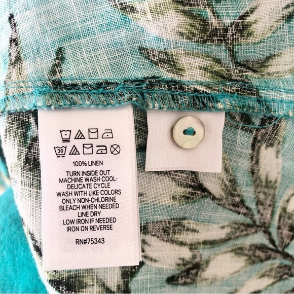 C&C California 100% Linen Palm Print Shift Pullover Sleeveless Dress Size Medium - Picture 6 of 8